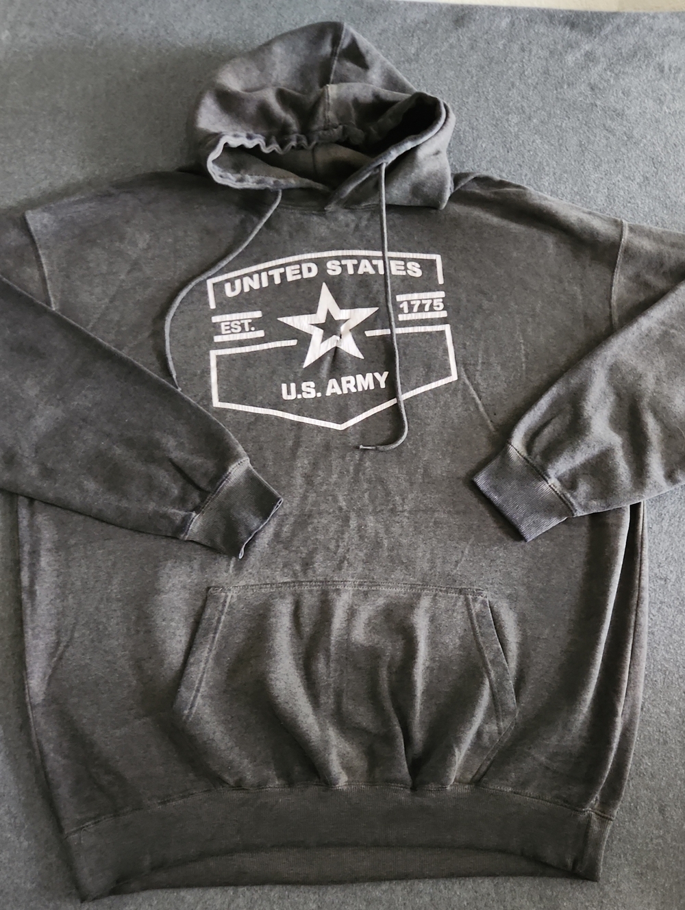 U.S. Army Men's Gray Hooded Sweatshirt Size 2XL Oversized Soft Pockets Military